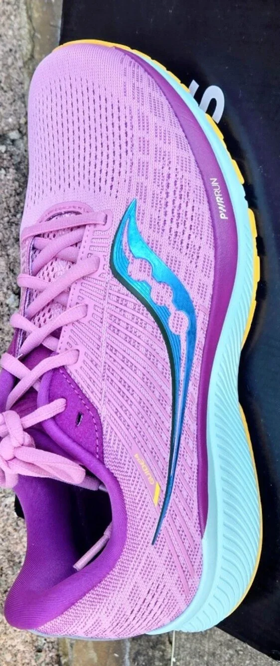 Saucony Pink and Teal Women's Running Shoes with Yellow Accents